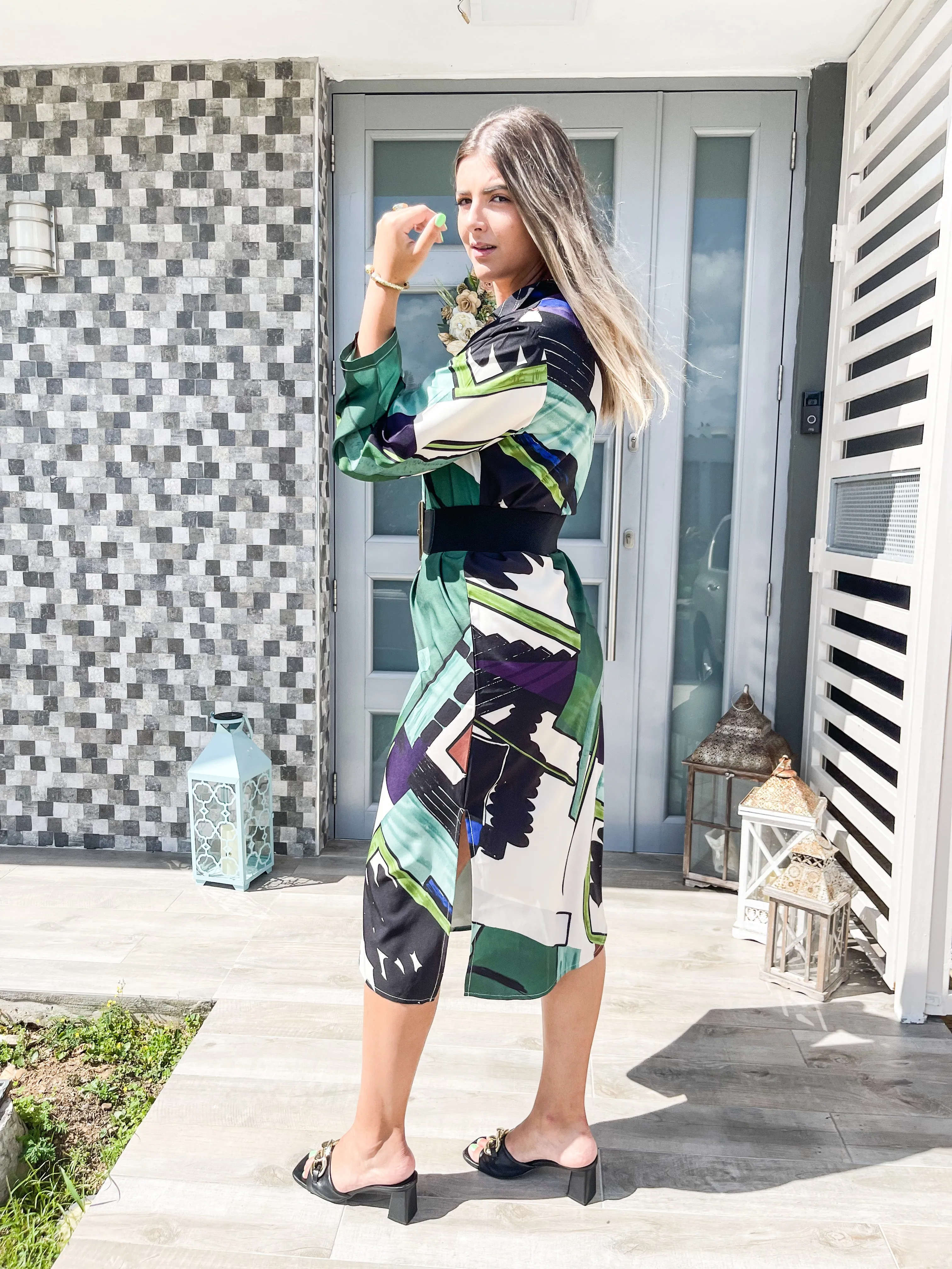 PRINT COLLARED TUNIC DRESS