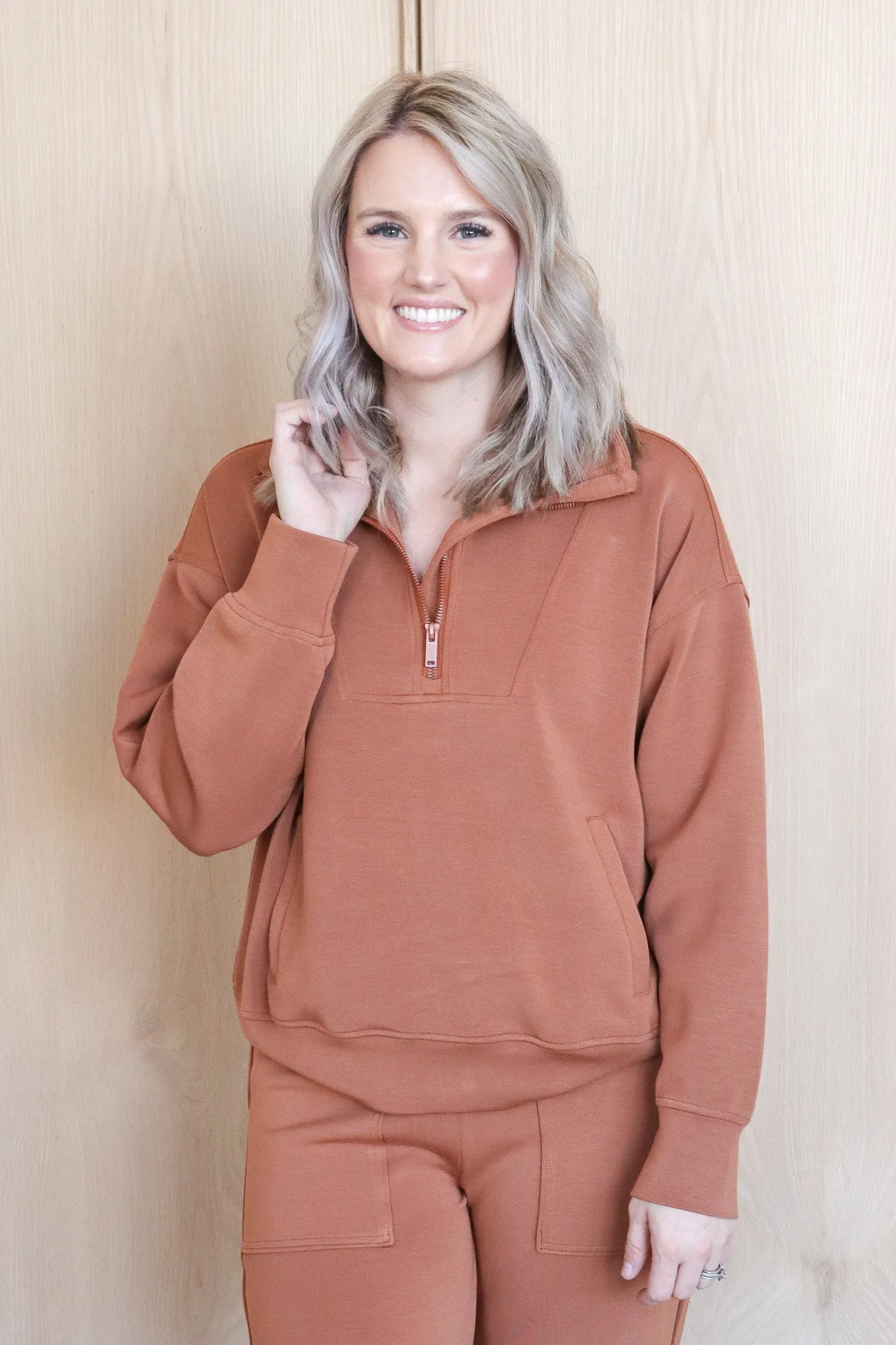 Quarter Zip Mock Neck Pullover