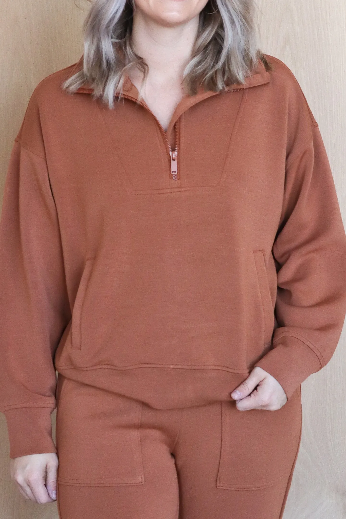 Quarter Zip Mock Neck Pullover