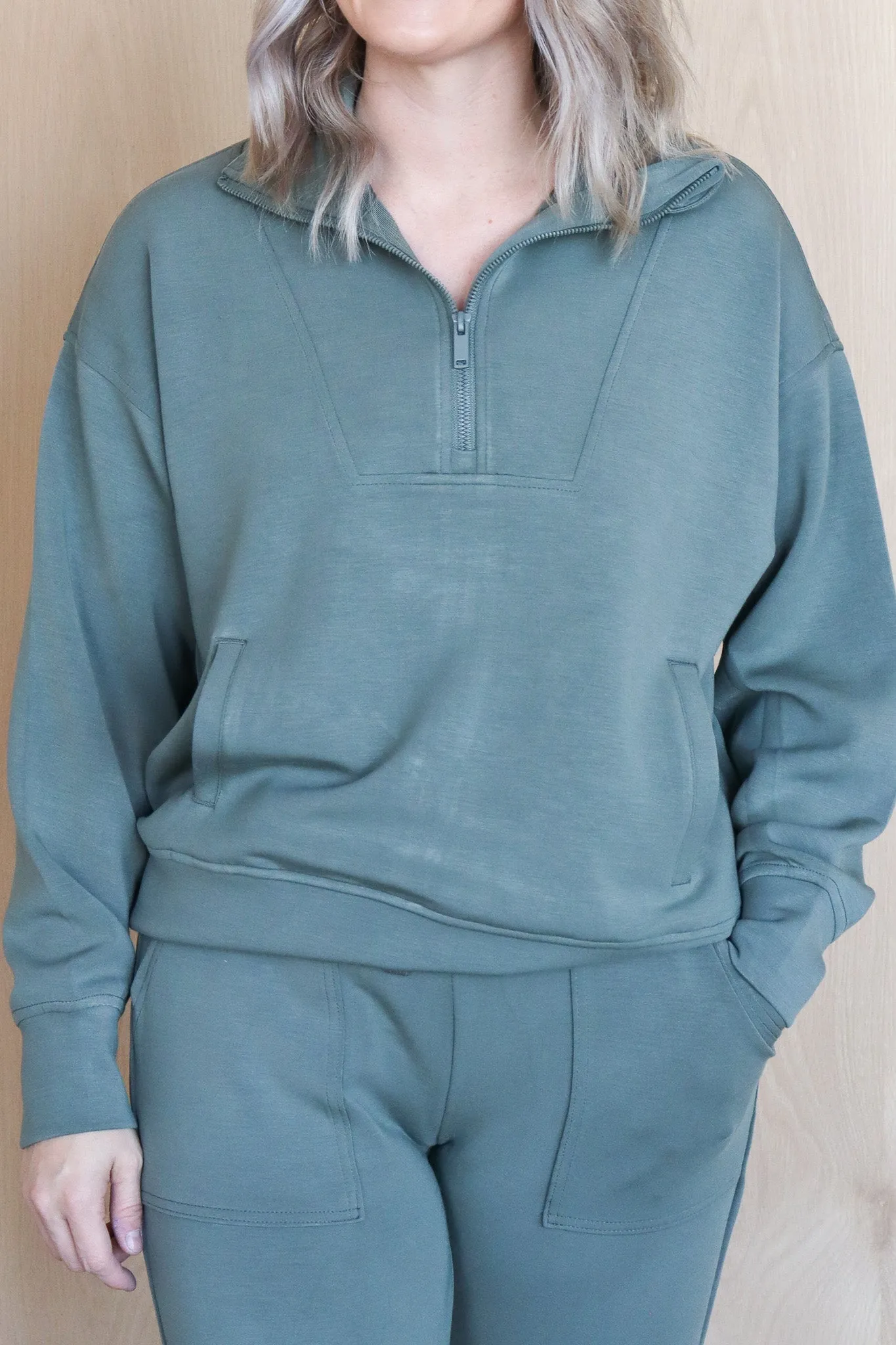 Quarter Zip Mock Neck Pullover