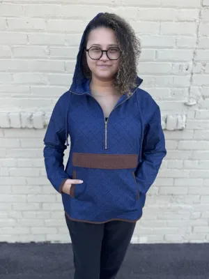 Qulilted Denim and Corduroy Half Zip