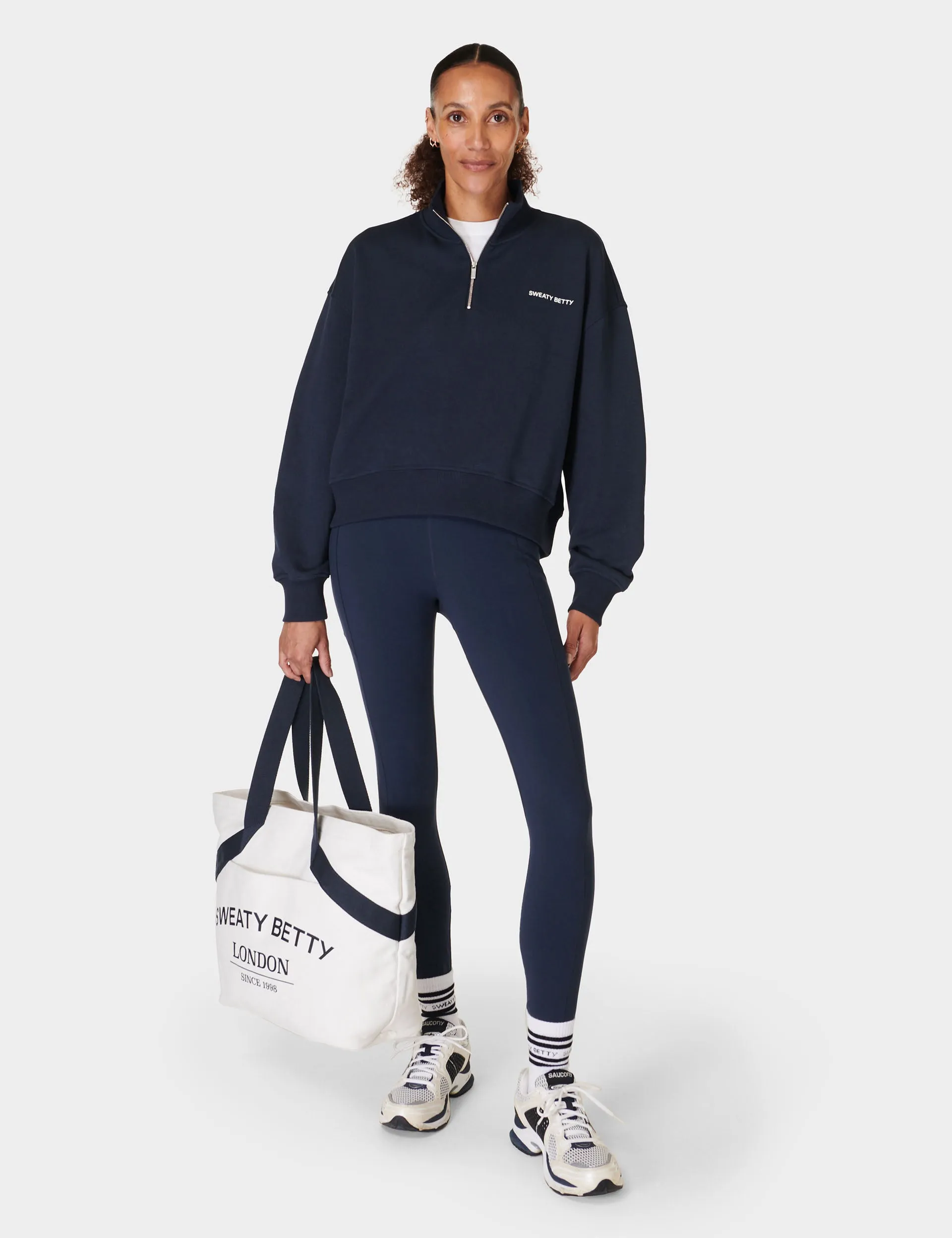 Revive Crop Half Zip - Navy Blue
