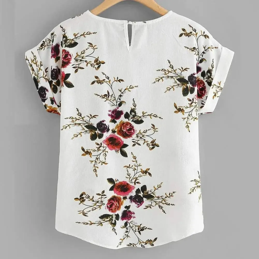 Summer Fashion Floral Print Blouse Pullover