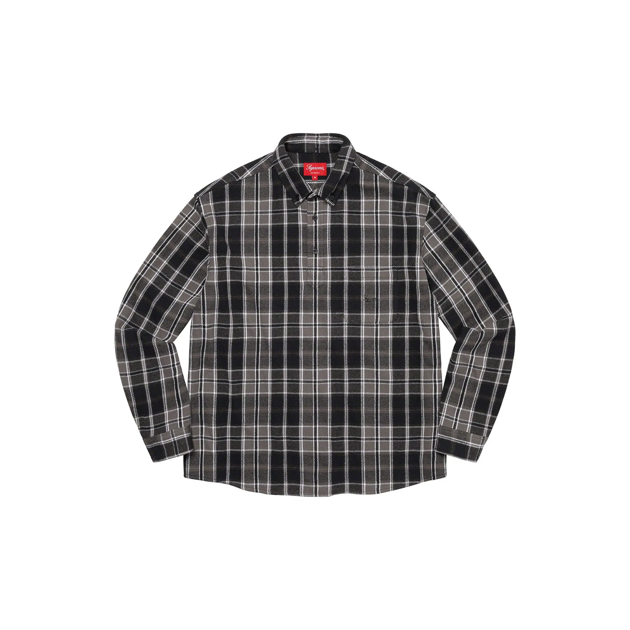 Supreme Pullover Plaid Flannel Shirt Black
