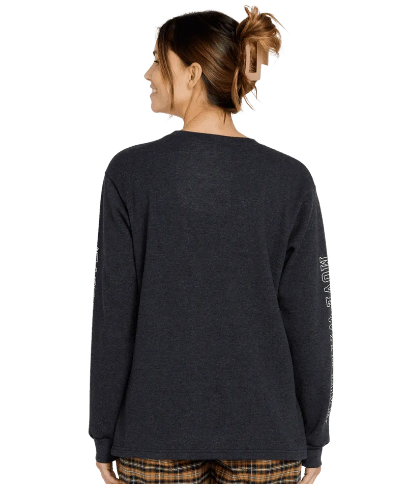 VOLCOM Women's Dede Lovelace Long Sleeve T-Shirt Black/Charcoal