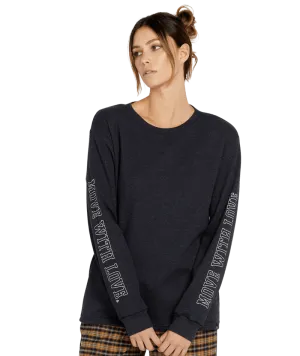 VOLCOM Women's Dede Lovelace Long Sleeve T-Shirt Black/Charcoal